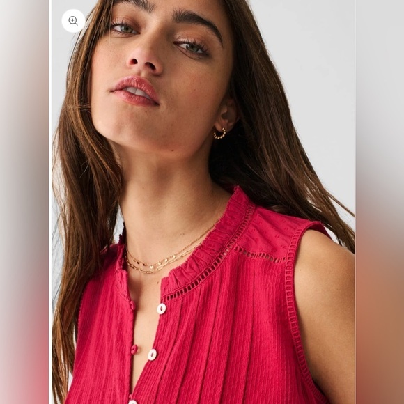 NWT Faherty Willa Sleeveless Top Blouse - Granita Size Large - Picture 3 of 11